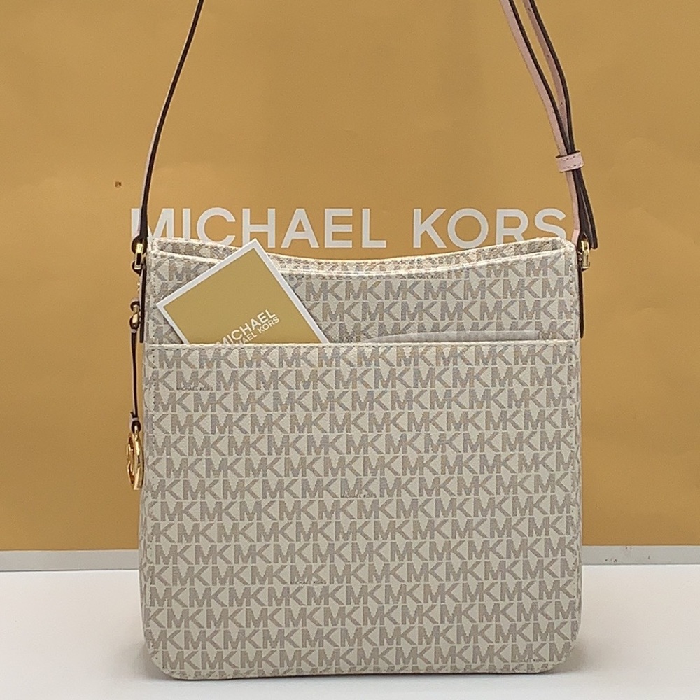 MICHAEL KORS 
Jet Set Travel Large Logo Messenger Bag POWDER BLUSH MULTI - Picture 8 of 16